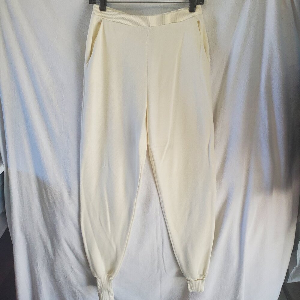NWT Zara Premium Soft Knight High Waist Cream Joggers for Women Size M
